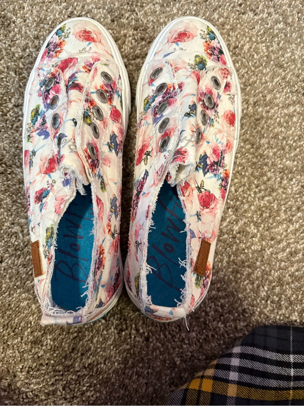 Blowfish White Floral Slip-On Sneakers with Pink Accents